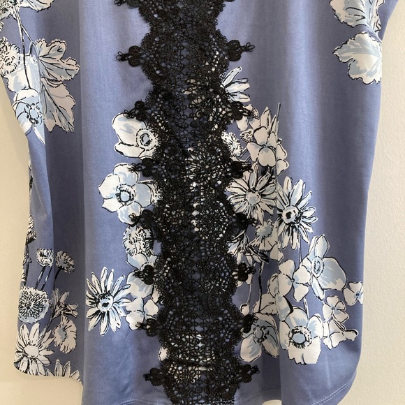 Maurices Women's Medium Tank Top Floral Purple Crochet Sheer Shoulder - Picture 4 of 7